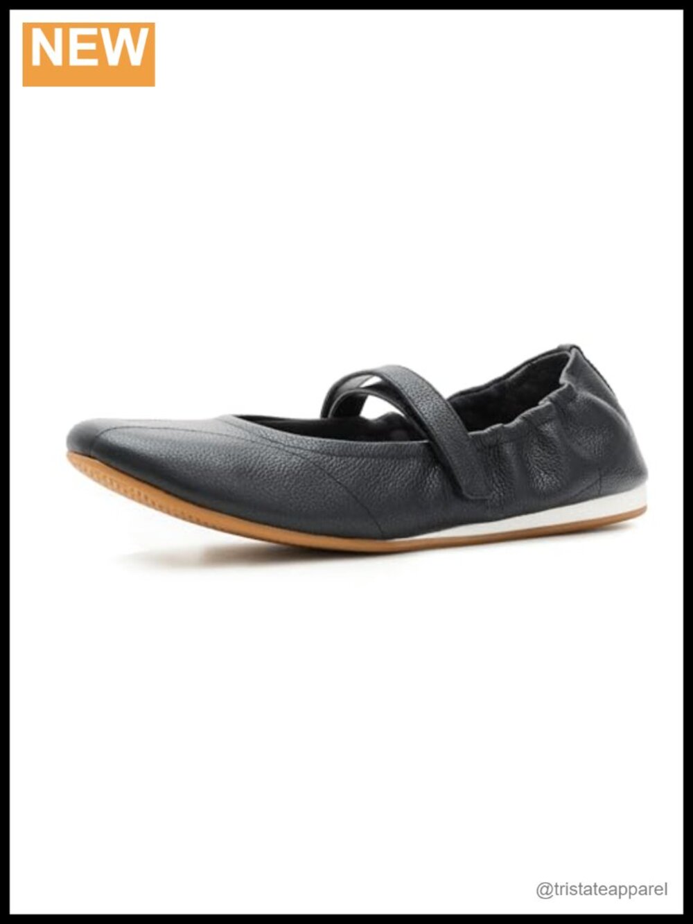 Leather Ballet Flats Round Toe Hook and Loop Casual Comfort Flats